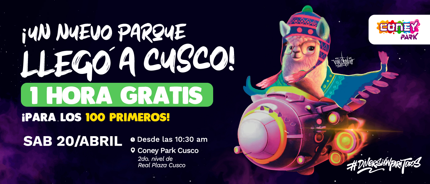 1 hora gratis para los primeros 100 visitantes en Coney Park Cusco