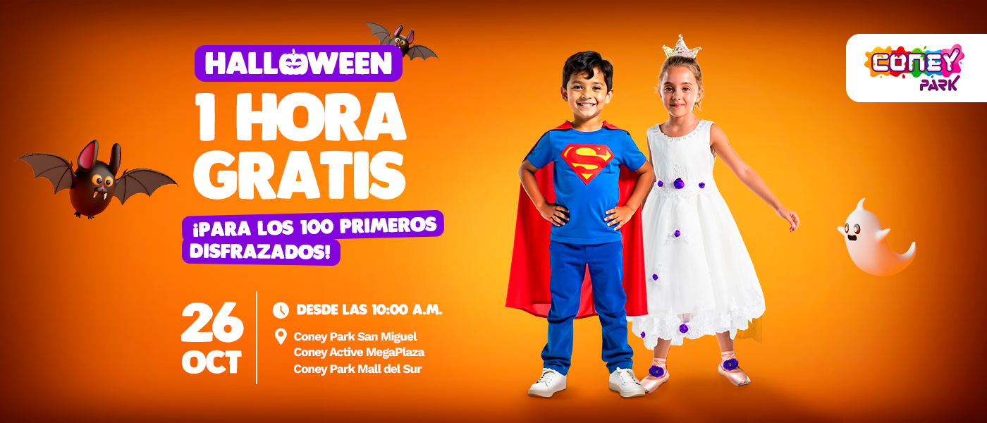 Por Halloween: ¡llévate 1 hora para jugar GRATIS, si vienes disfrazado!