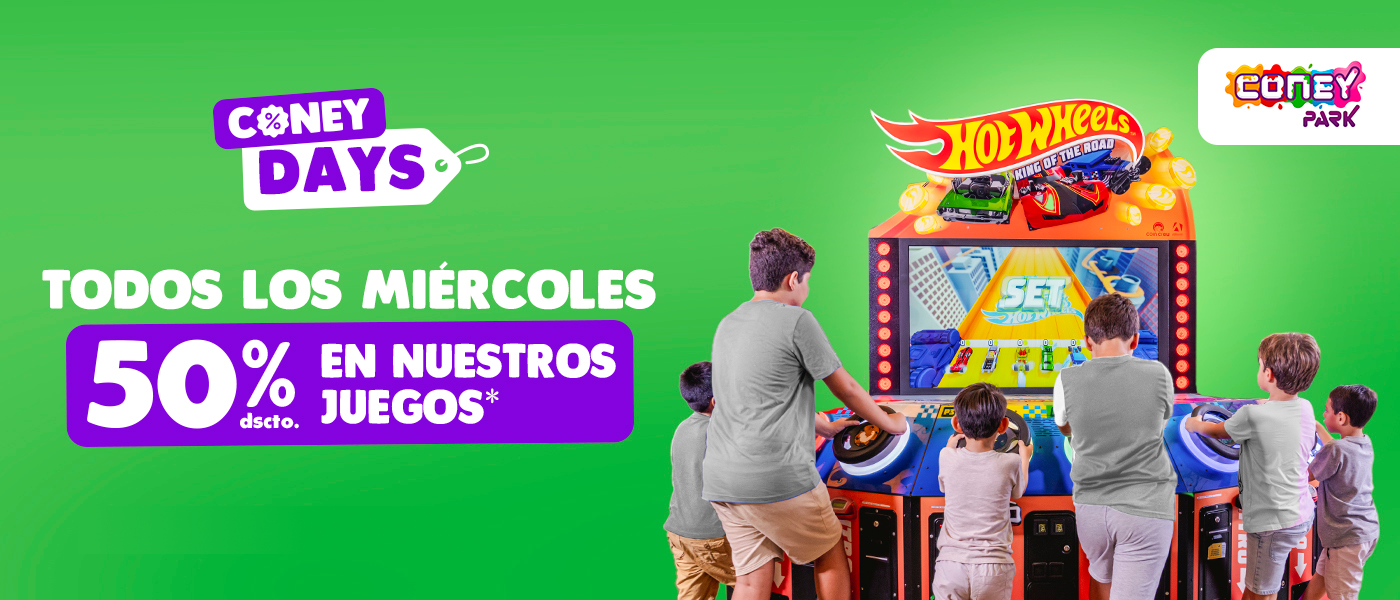 Coney Days: ¡Todos los miércoles 50% dscto en nuestros juegos!