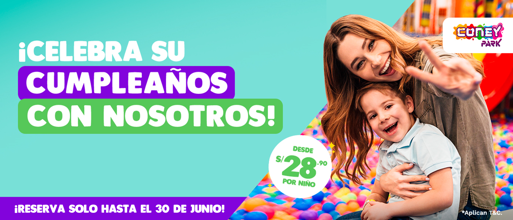 Celebra su cumpleaños con nosotros desde s/28.90 por niño