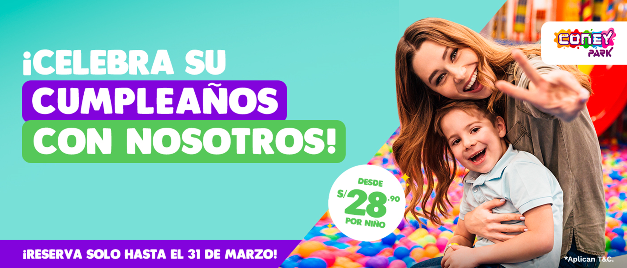 Celebra su cumpleaños con nosotros desde s/28.90 por niño