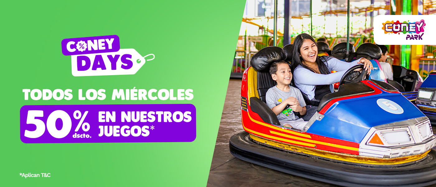 ¡Todos los miércoles! 50% dscto en nuestros juegos