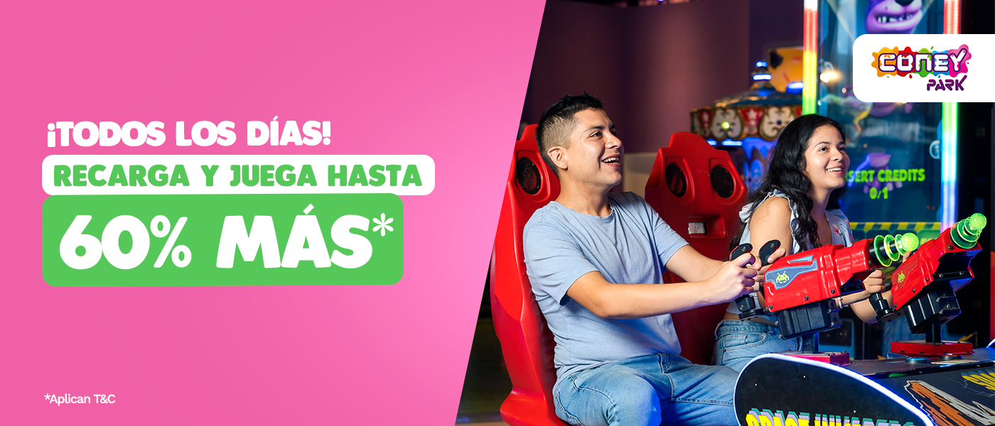 Recarga y juega hasta 60% más, ¡todos los días!