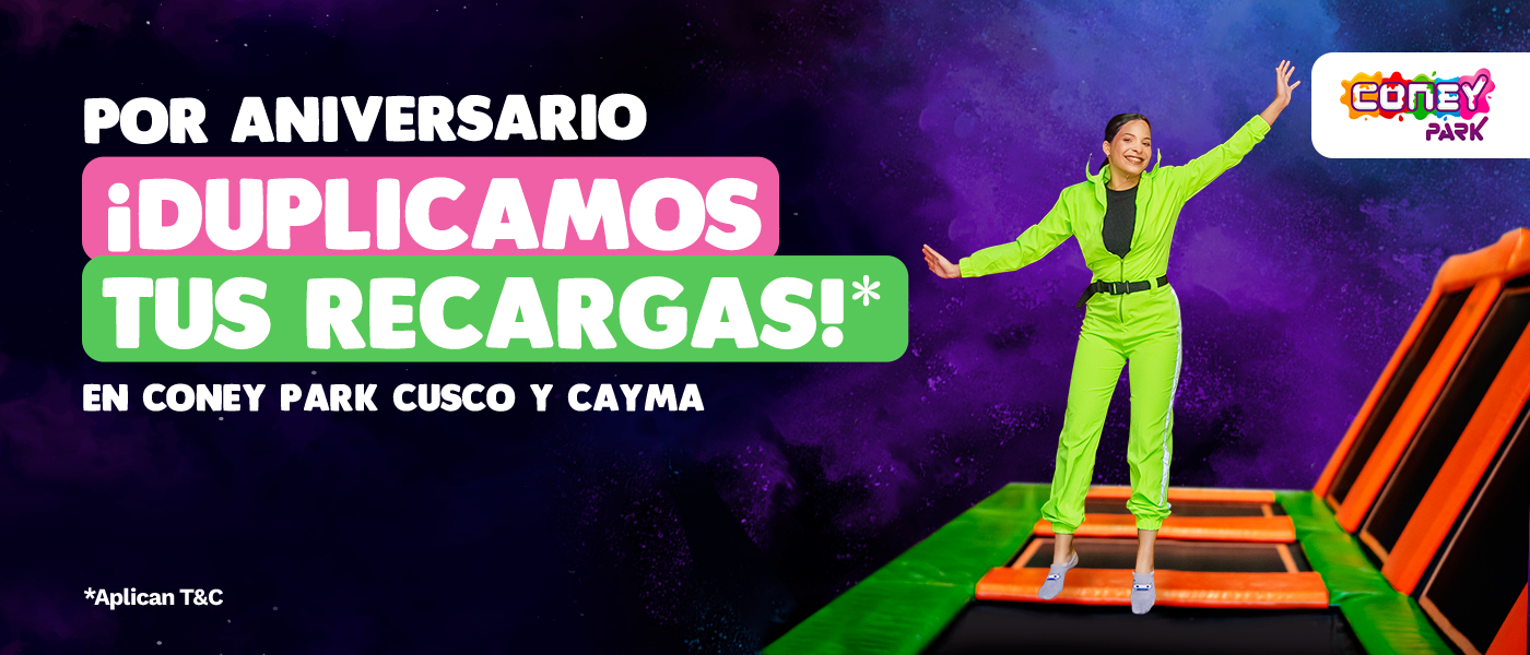 ¡Por aniversario! Duplicamos tus recargas en Cusco y Cayma