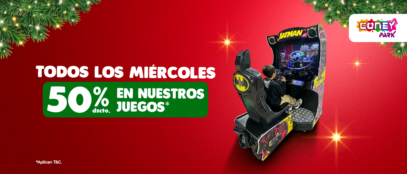 ¡Miércoles de Coney Days! 50% dscto en nuestros juegos