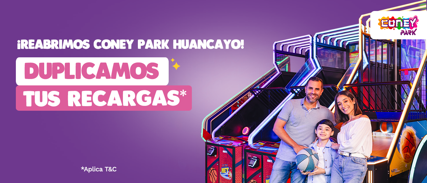 ¡Reabrimos Coney Park Huancayo! Duplicamos tus recargas 🎉